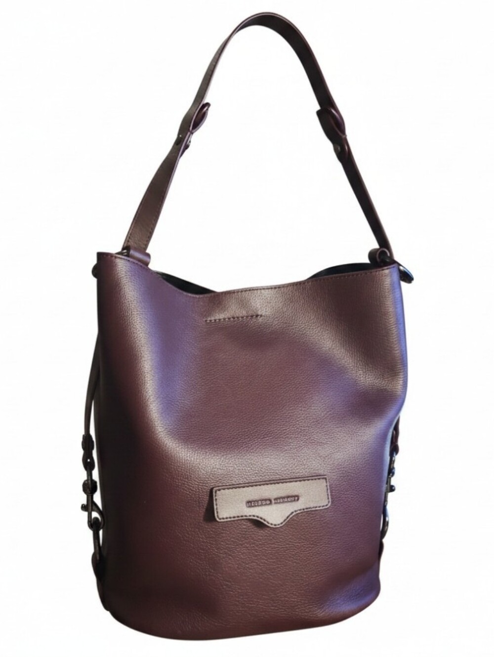 Rebecca Minkoff Plum Leather Convertible Bucket Bucket Bag W/Dustbag